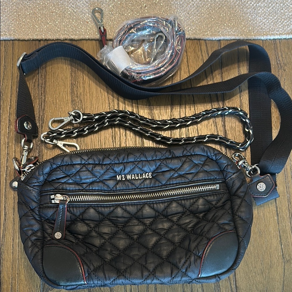 MZ Wallace Black Quilted Crossbody Bag